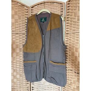 ORVIS Mens Sporting Hunting Shooting Vest Gray/Brown Cotton LARGE